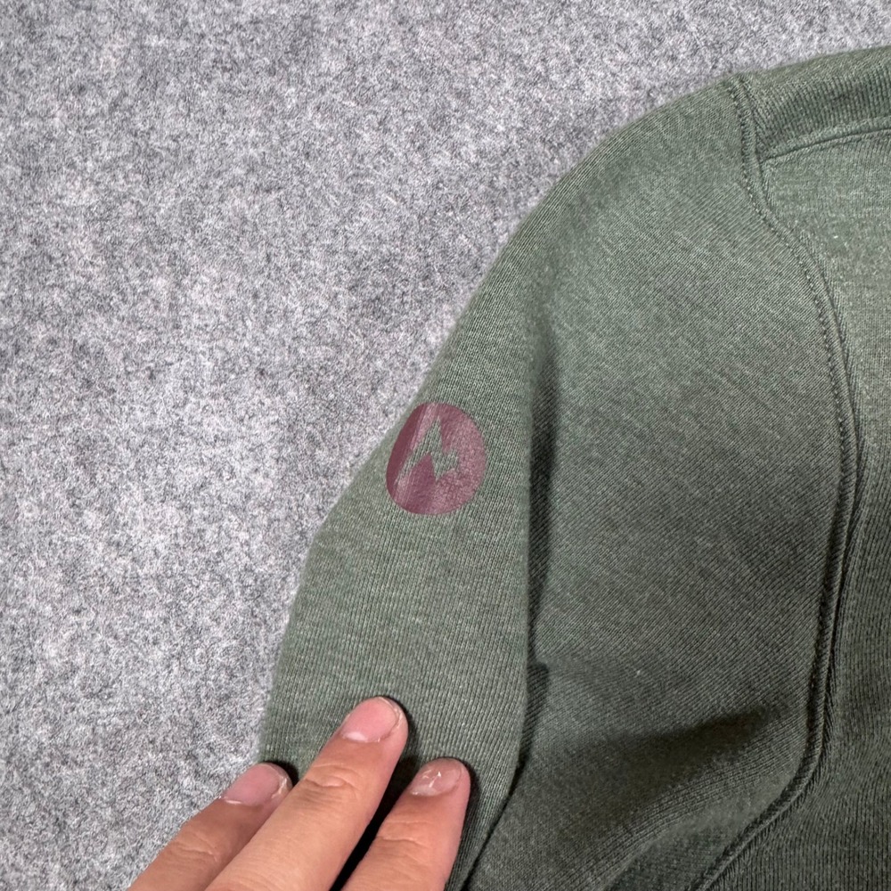 Marmot Hoodie Mens Small Green Marmot Beanie Graphic Fleece Pullover Sweatshirt* - Picture 4 of 14